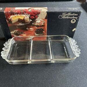 Vintage Glass three-part Serving tray Walther Glas  Satin Rose Collection